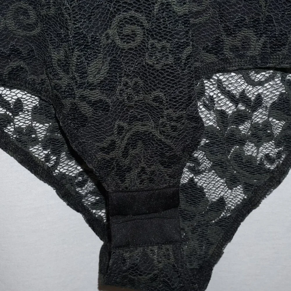 GANNI Flynn Lace Bodysuit size 34 US XS S  forest green  B-20 - Picture 5 of 9